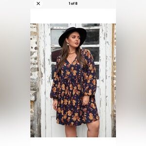 Rusty Dusty Dress Women's 
0XL Multicolor Floral Bohemian Hippie